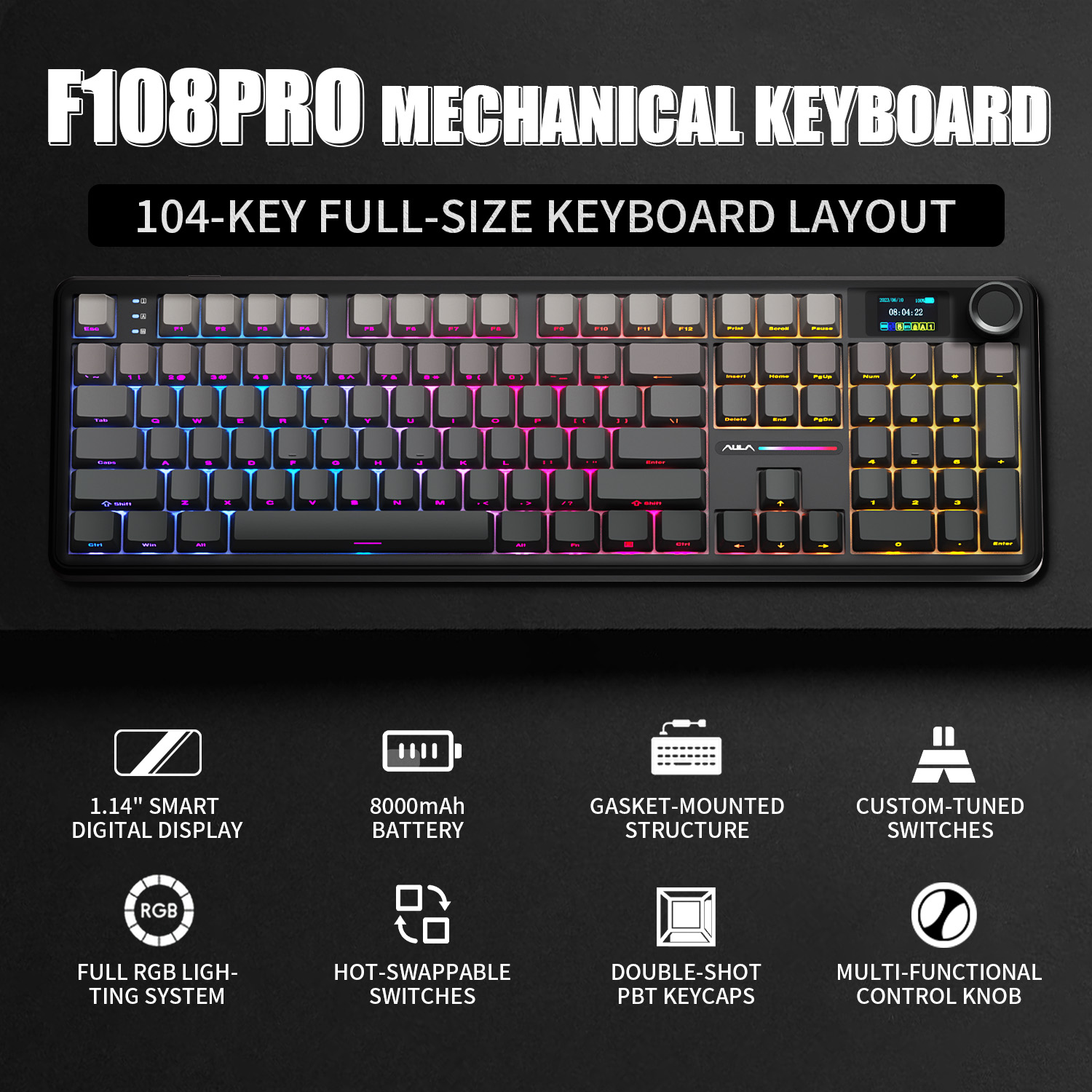 Gaming Keyboard Corsair - AULA F108 PRO Mechanical Keyboard Custom