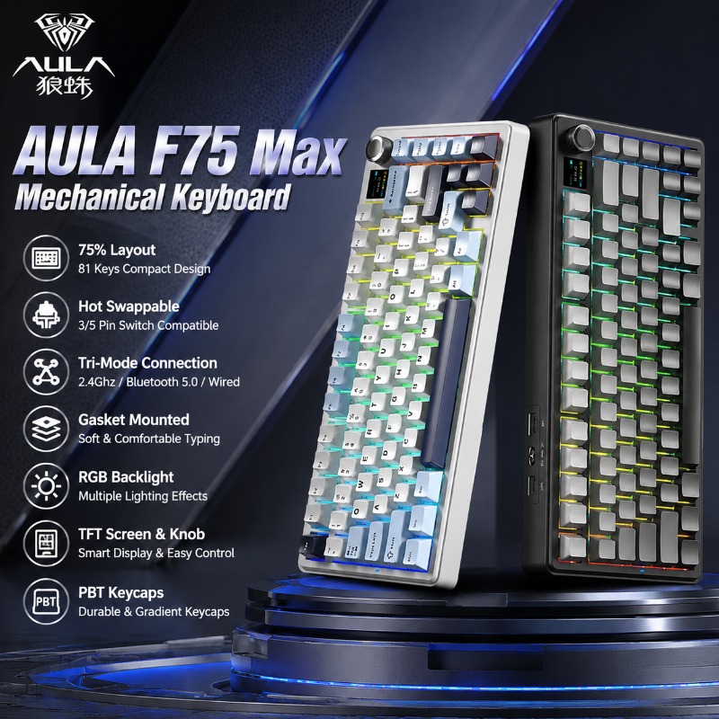 AULA F75 Max Mechanical Keyboa - đánh giá và giá Gaming Keyboard Hot Swappable