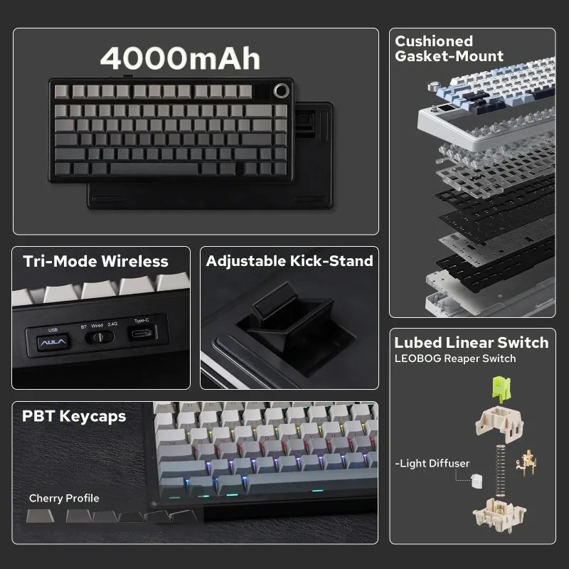 AULA F75 Max Mechanical Keyboa - đánh giá và giá Gaming Keyboard Hot Swappable