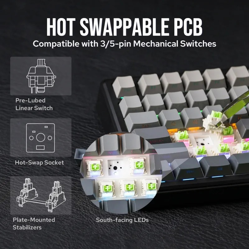 AULA F75 Max Mechanical Keyboa - đánh giá và giá Gaming Keyboard Hot Swappable