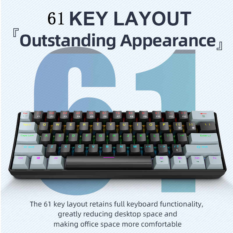 K61 Wired Mechanical Gaming Ke - đánh giá và giá Gaming Keyboard Half