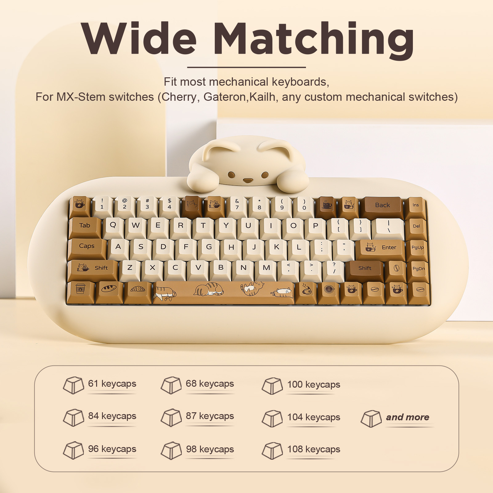 YUNZII Coffee Cat PBT Keycaps, - đánh giá và giá Gaming Keyboard Extension